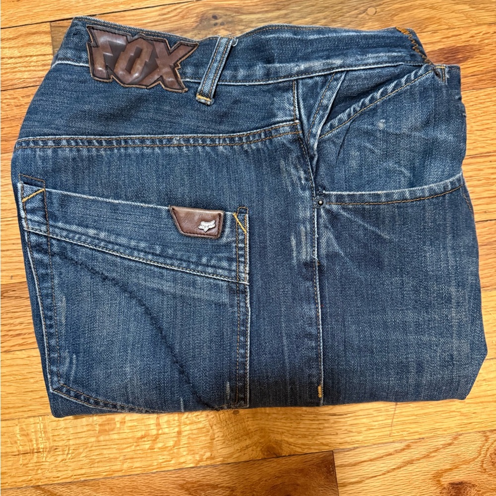 Fox Racing Men's Jeans 34x32 Blue Denim Duster, Relaxed Straight, Grunge